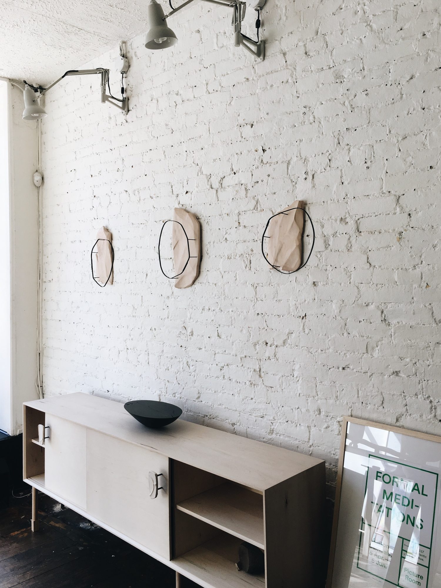 Pink Moon Credenza & Desert/Ravine/Mountain wall sculptures