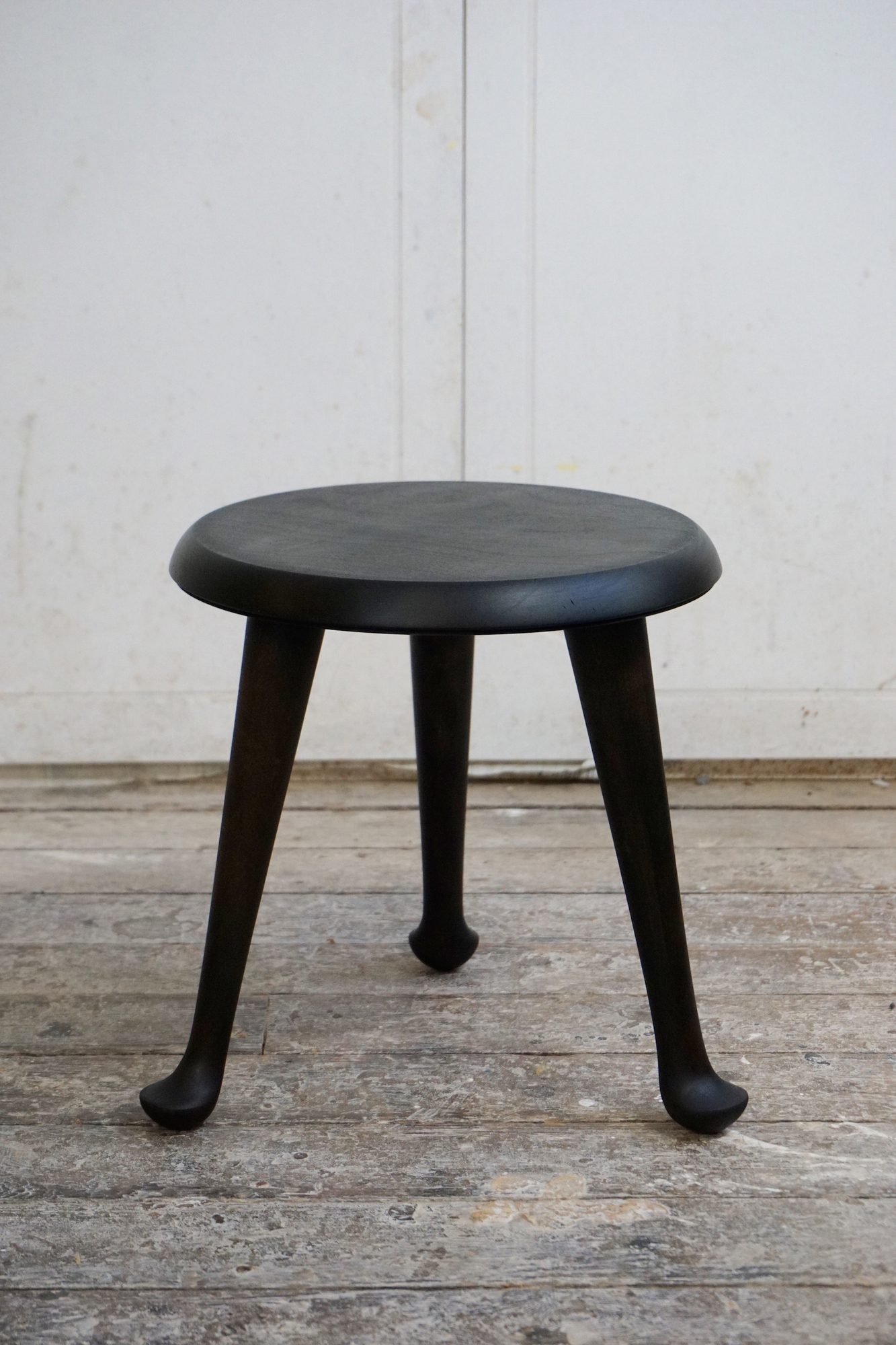Ebonized pad foot child's stool