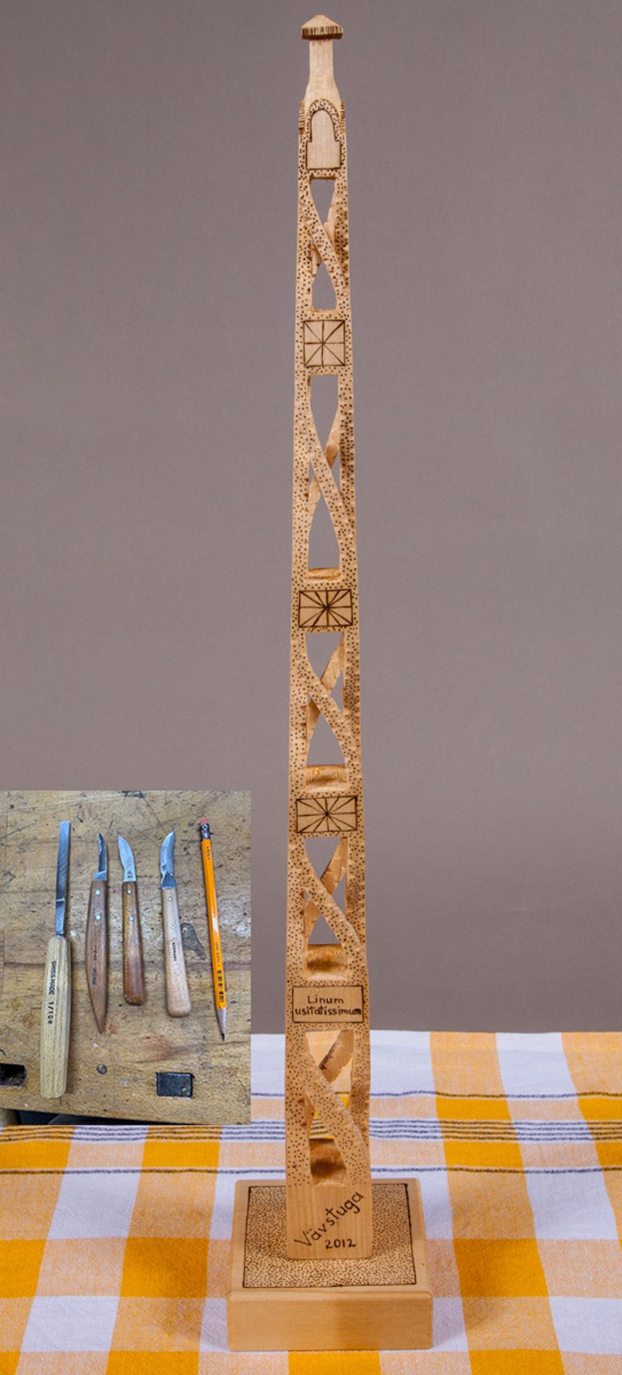 Flax Distaft carved for my wife Susan