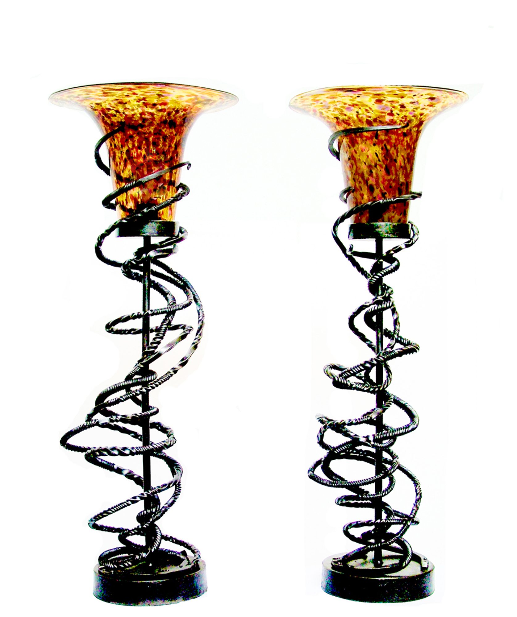 Pair of lamps with hand blown Globes