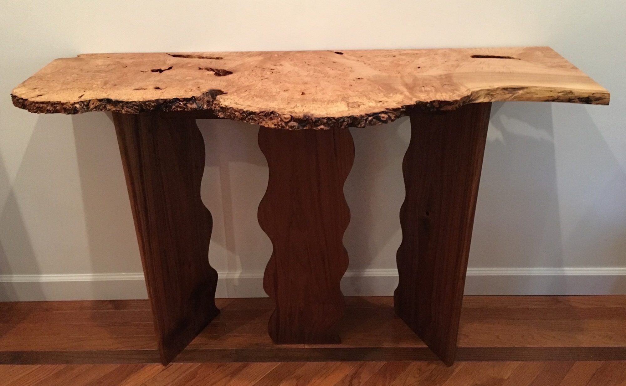 Maple Burl Wall Table (50" x 19" x 35')