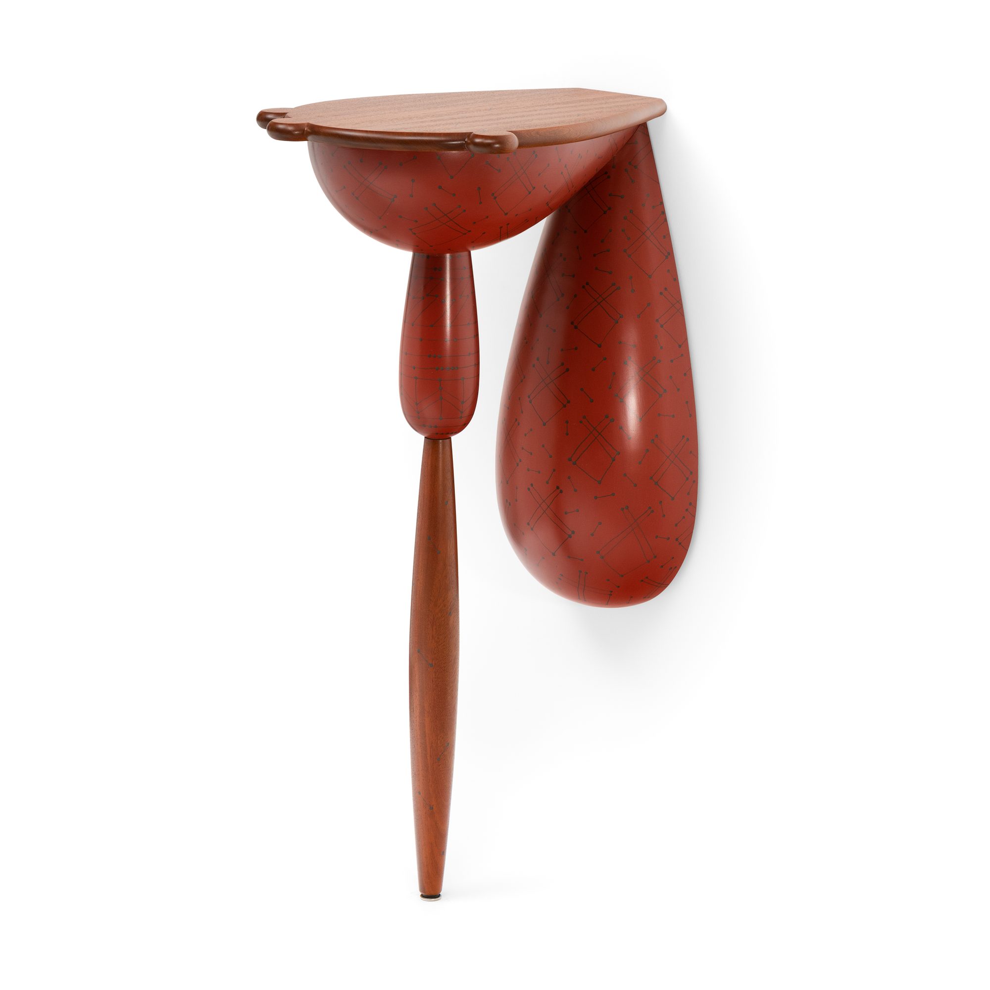 Red Demi-Lune Table