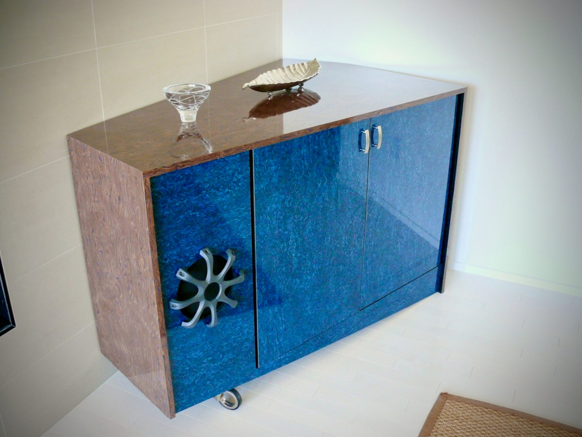 Audio Video Cabinet in Prussian Blue Veneer