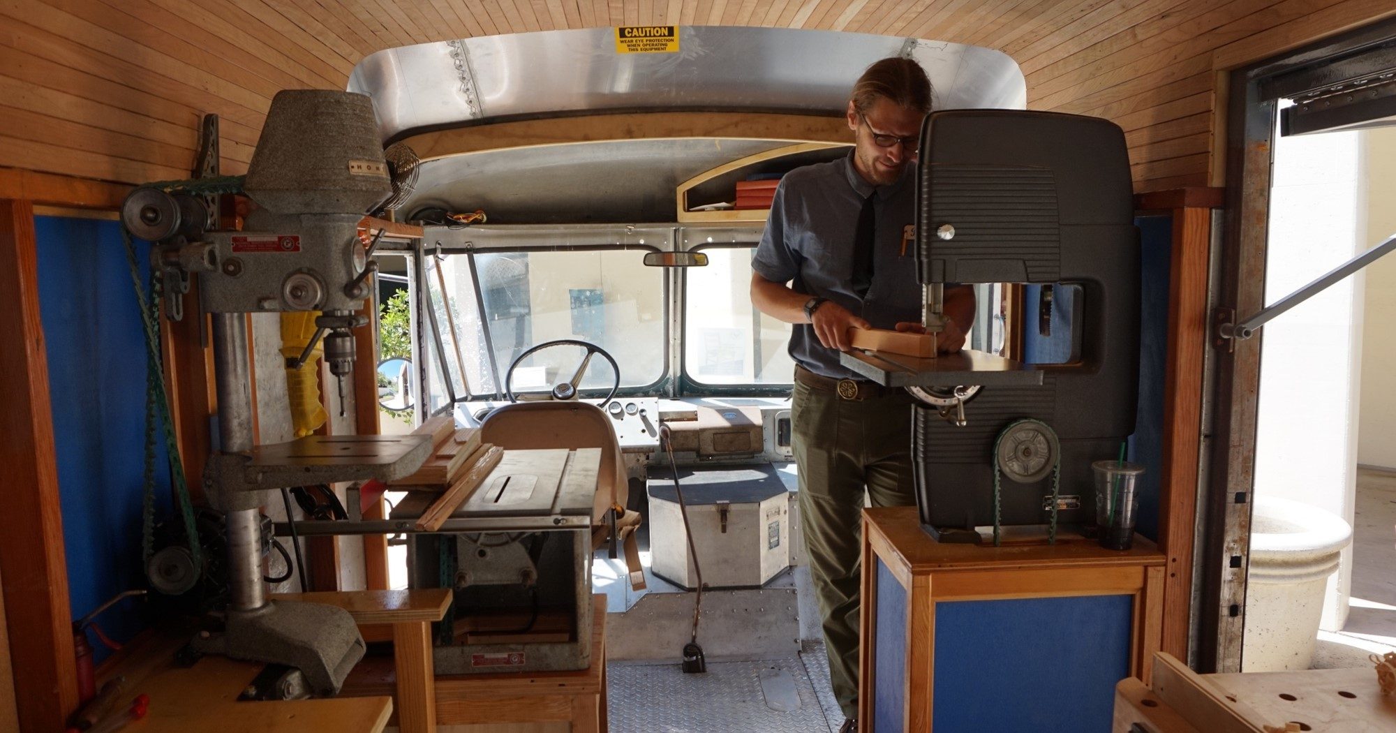 int. view Tabitha Babbitt, US Craft Bureau Mobile Woodshop