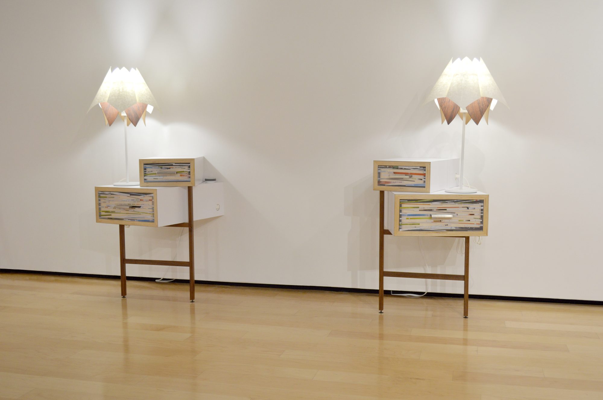 H-Line Nightstands and Squared Up Lamps