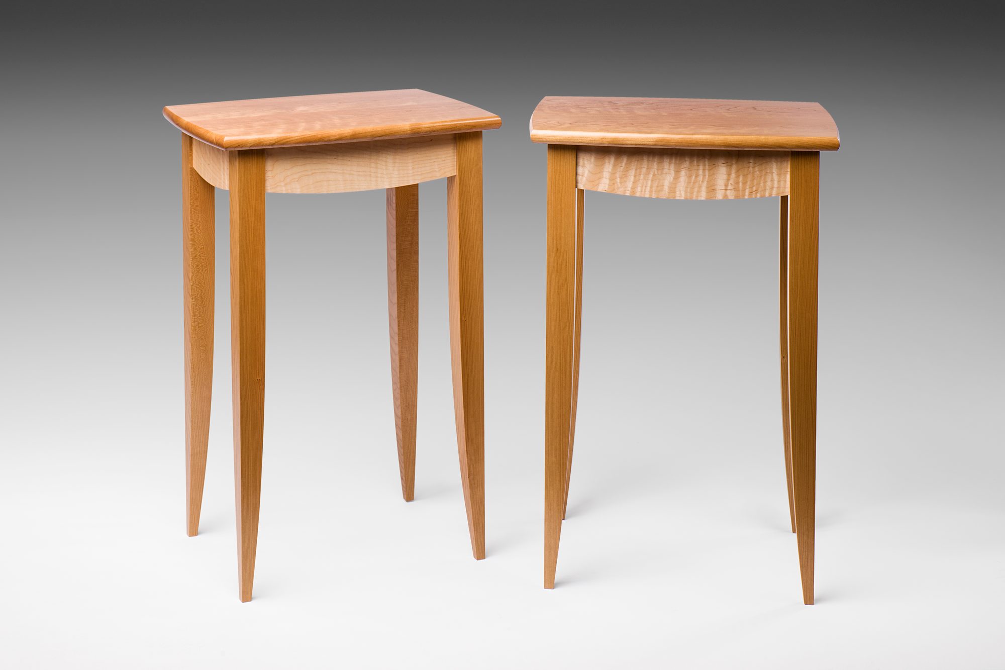 Cherry and curly Maple Side Tables