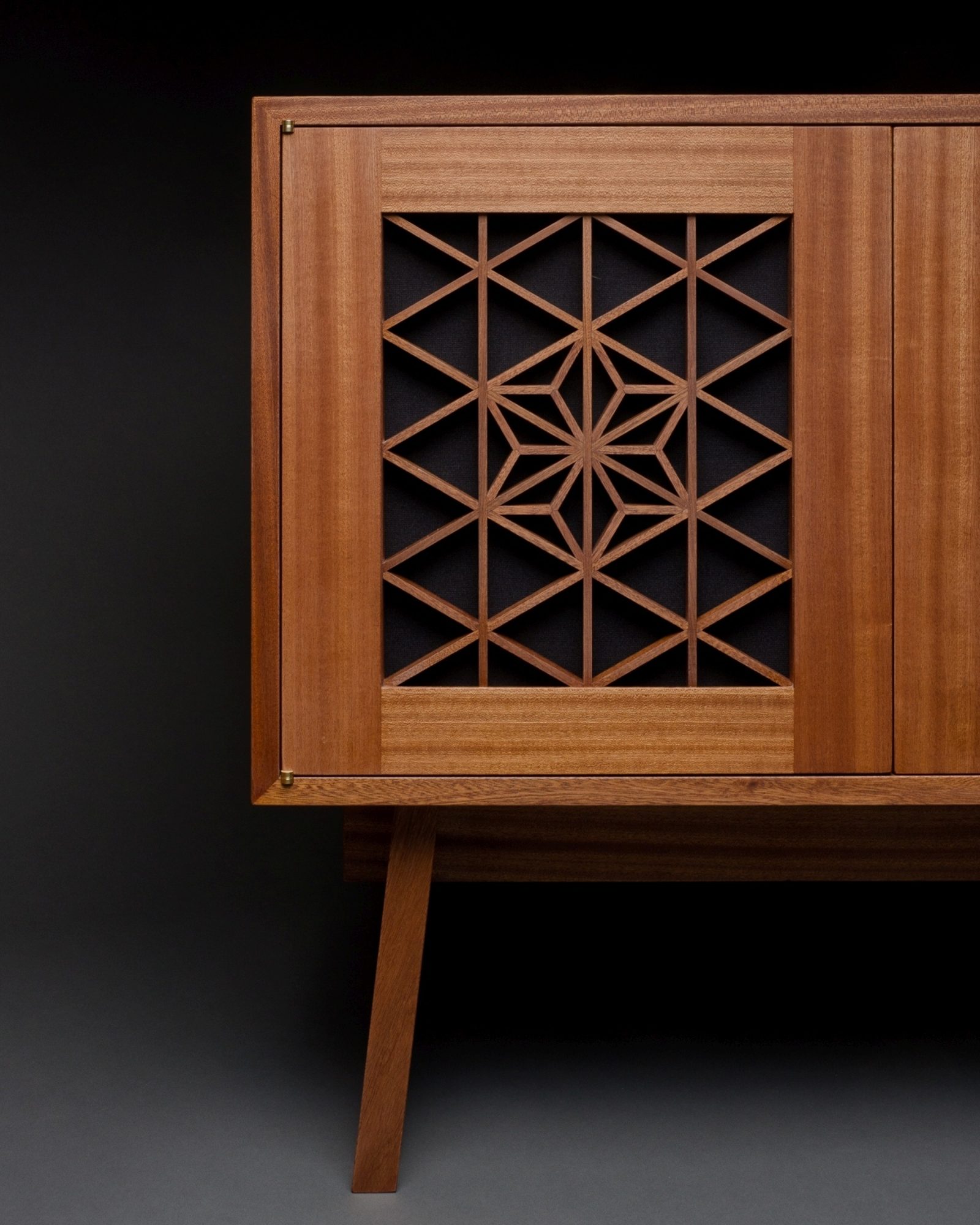 Kumiko media cabinet detail