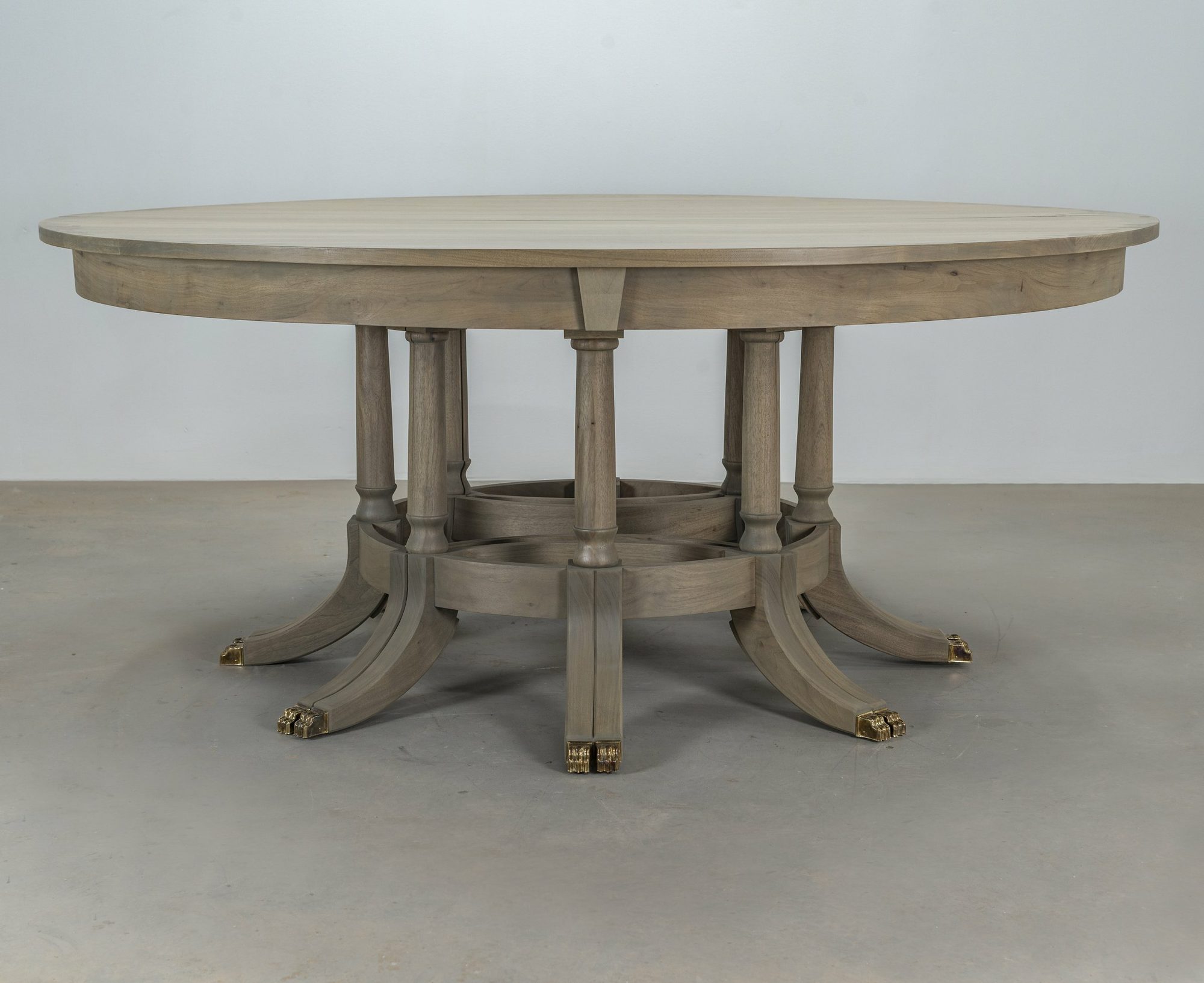 Bleached walnut custom designed round dining table