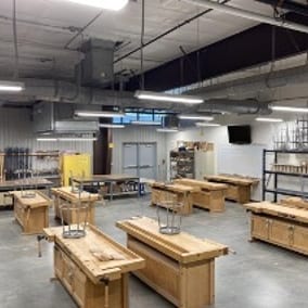 UA Little Rock WCAD wood bench room