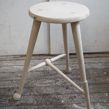 Bleached maple ball foot stool