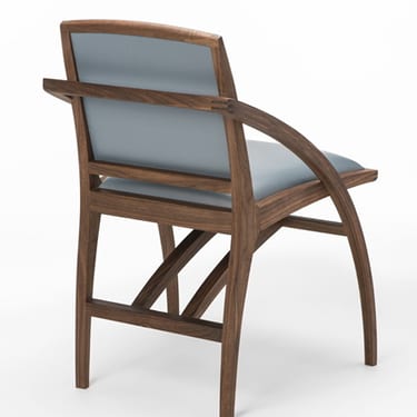A-Chair ||Walnut, upholstered with Blue cowhide 2017 ||Diminutions 24″x24″x36″