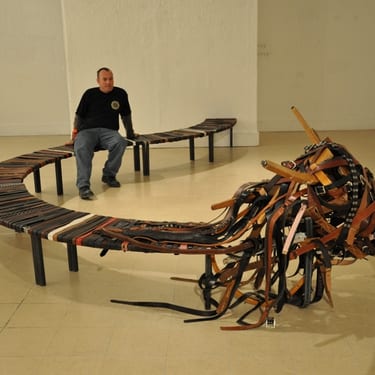 Bench made of 1000 belts