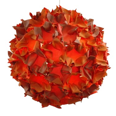 Puff pendant light in two tone orange mesh, 2006