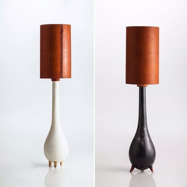 Tear Drop Lamp in Bone and Charcoal