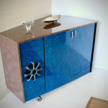 Michael Kieley Audio Video Cabinet in Prussian Blue Veneer