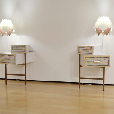 H-Line Nightstands and Squared Up Lamps