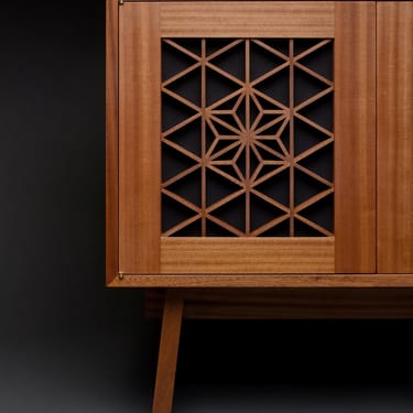 Kumiko media cabinet detail