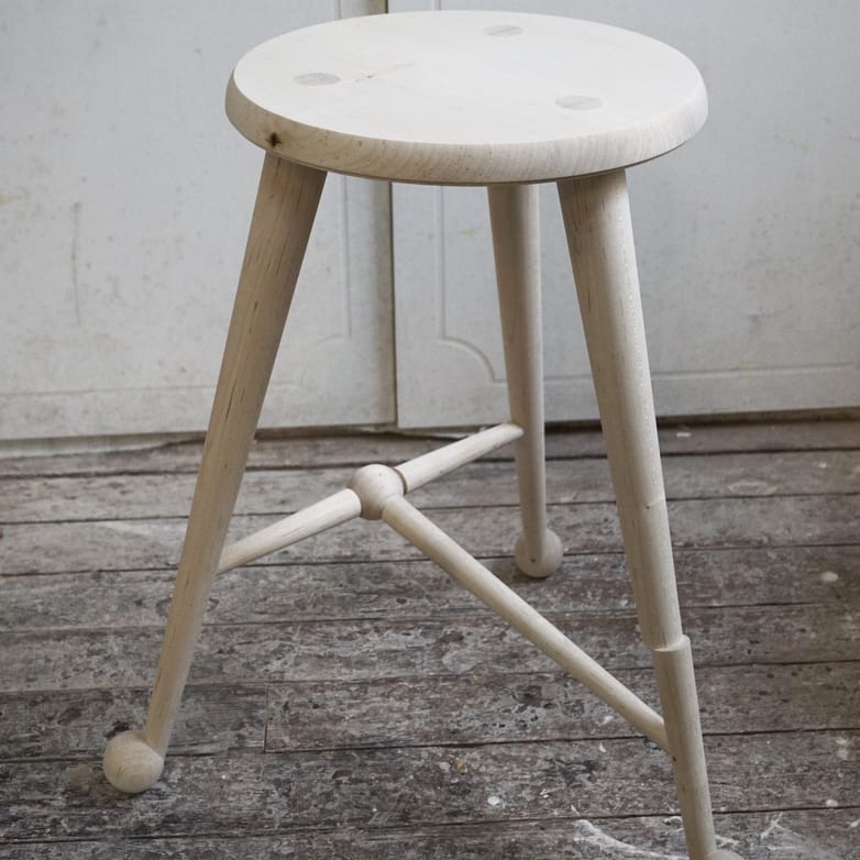 Bleached maple ball foot stool