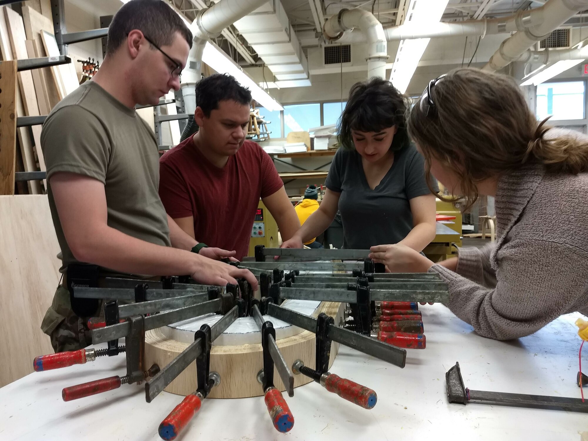 NMU Students Bending Wood