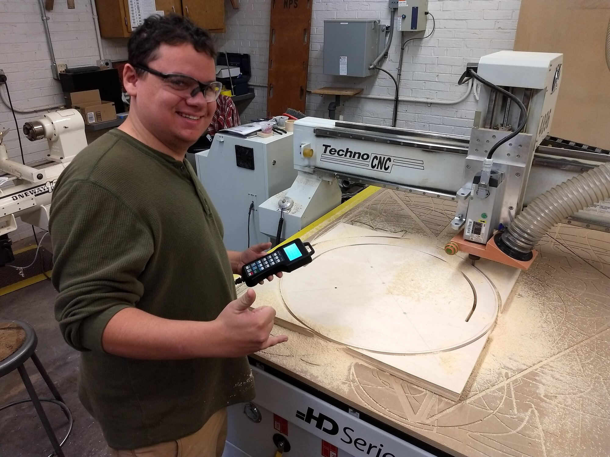 NMU Student Cutting Chair Design on CNC Router