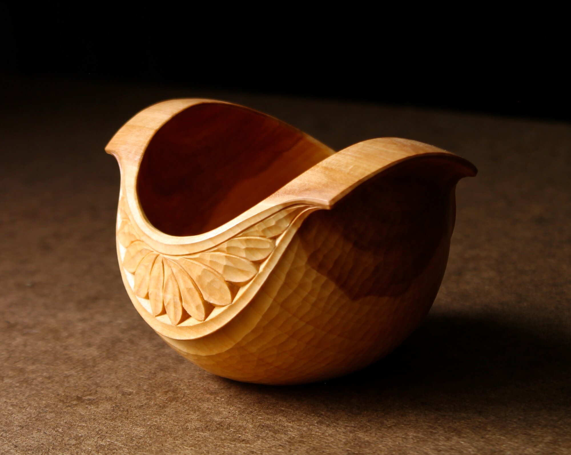David Fisher Carved Apple Bowl