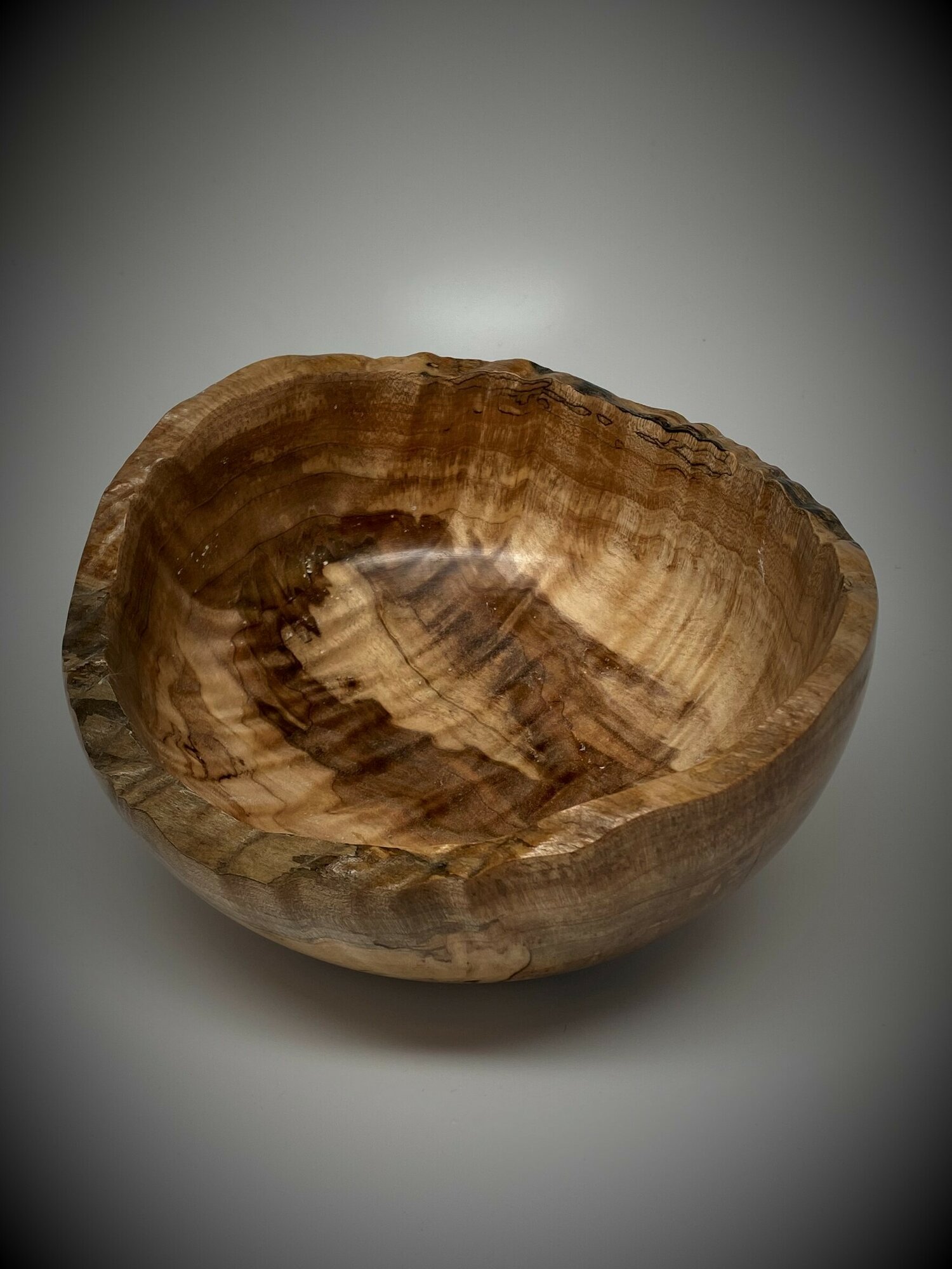 Spalted curly maple bowl