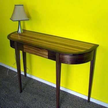 Zebrawood and Black Walnut hallway table.