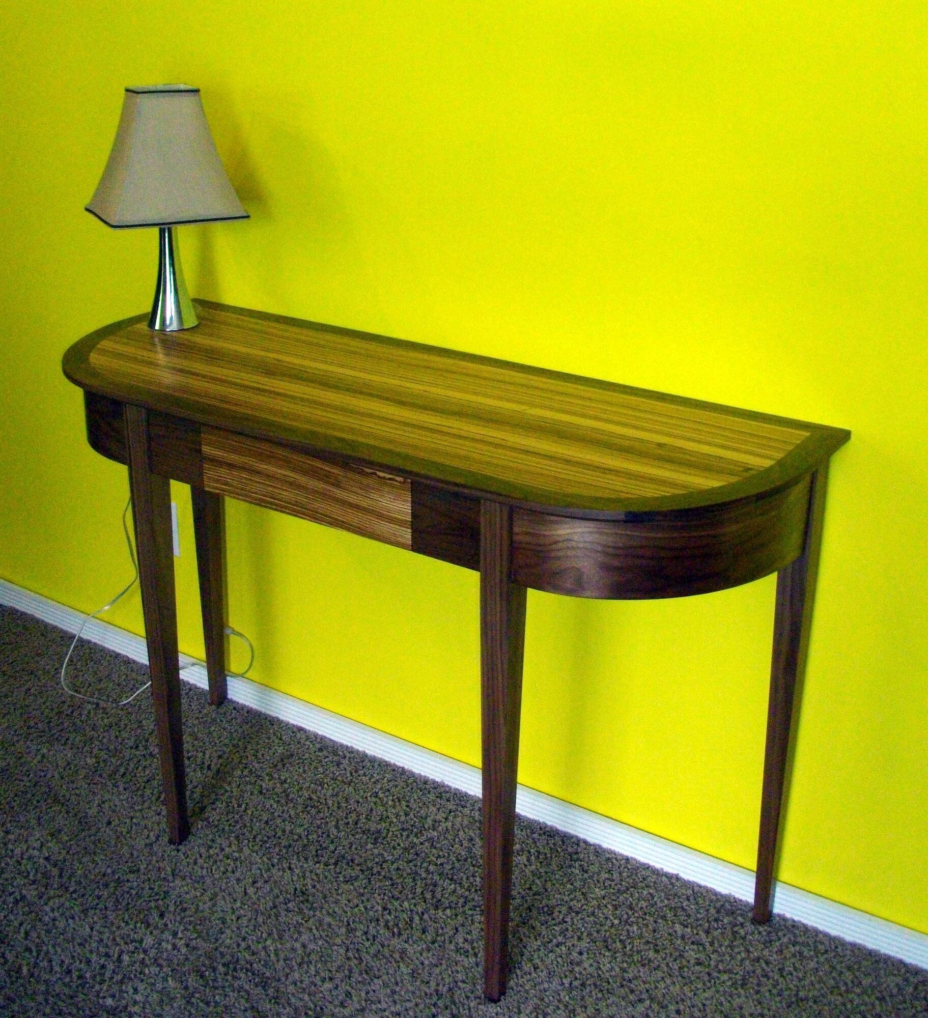 Zebrawood and Black Walnut hallway table.