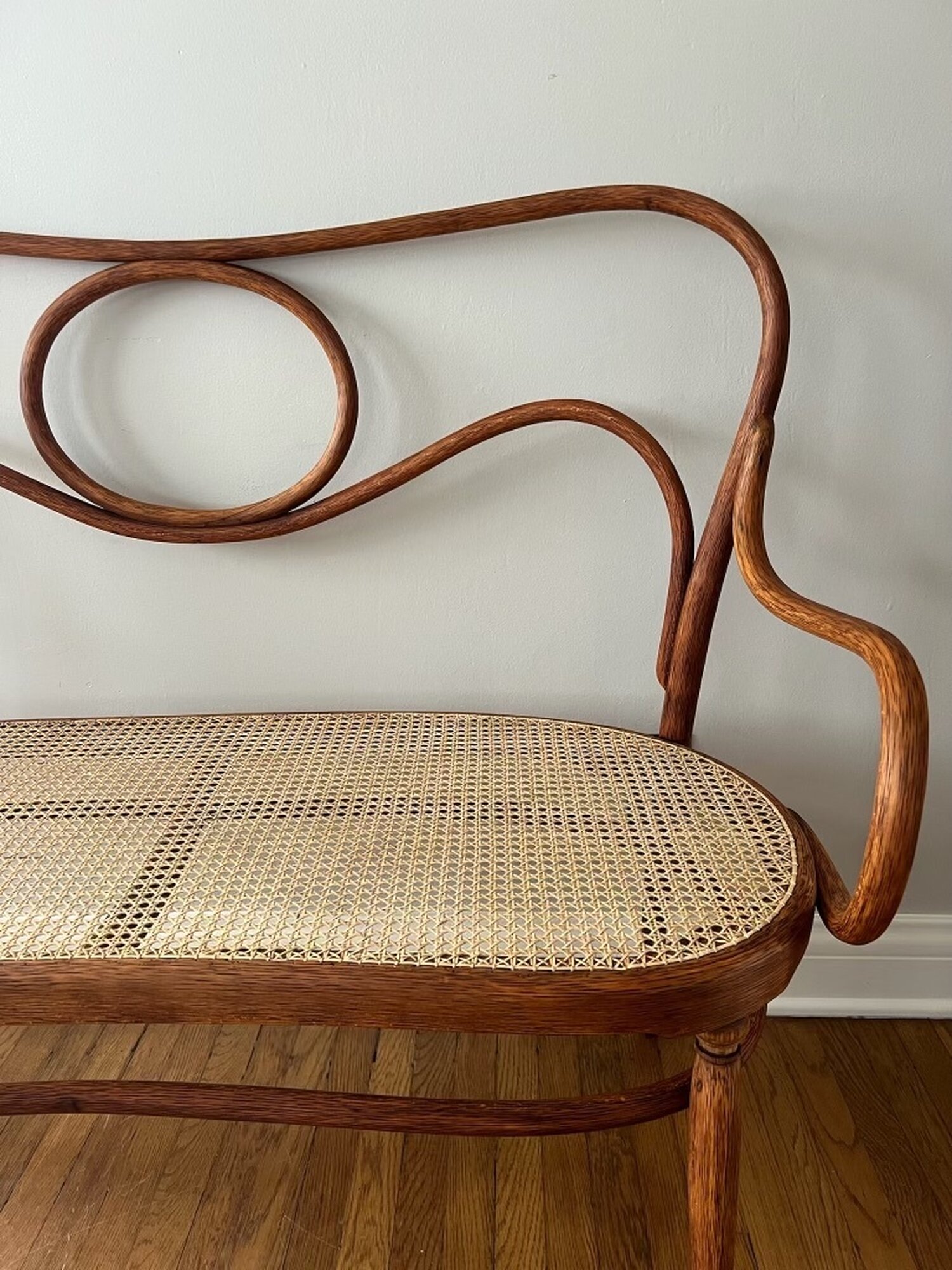 J. Kohn bentwood cane bench