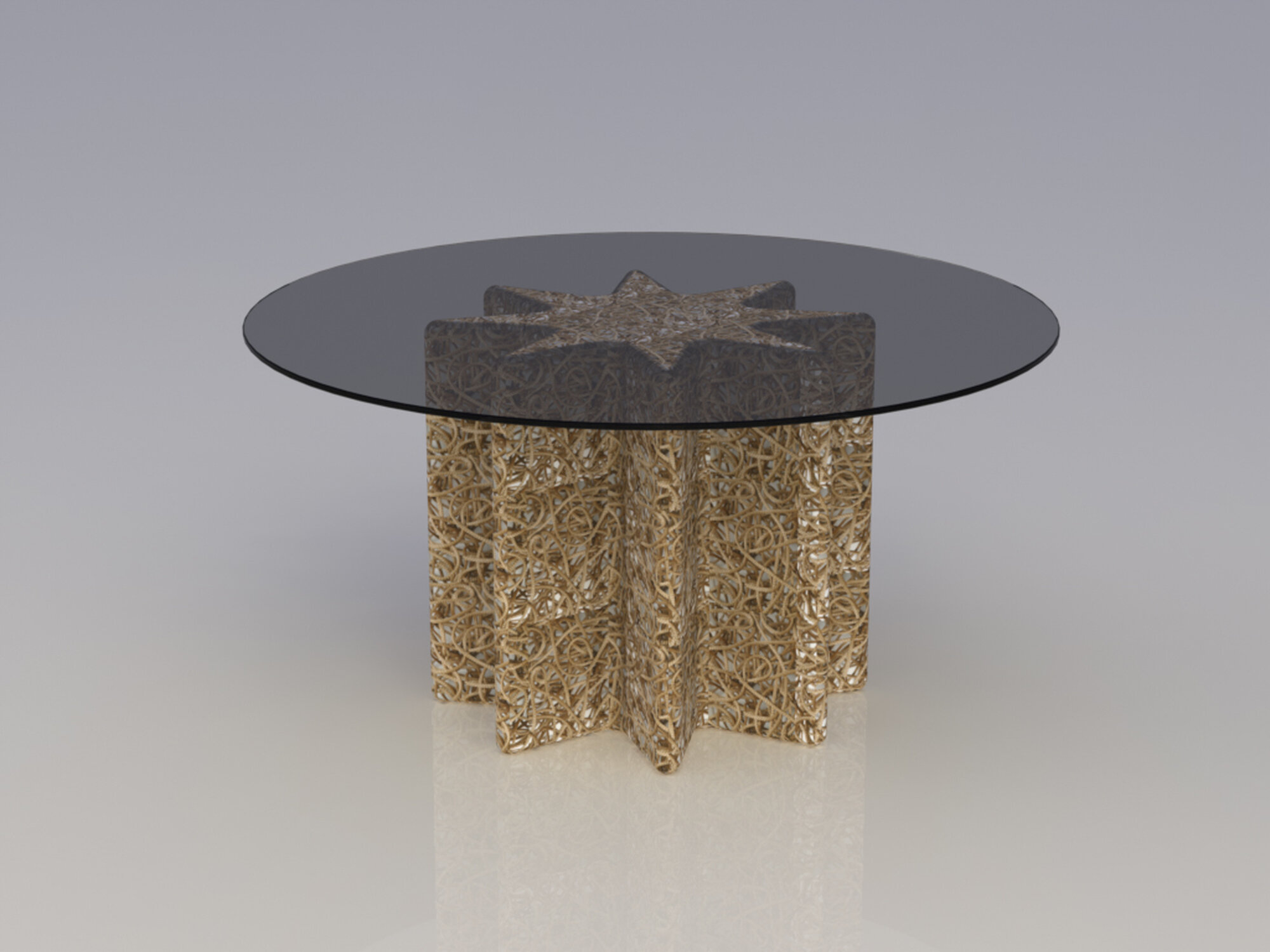 Knoop, fluted rope dining table concept rendering, 2014