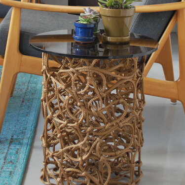 Knoop, round rope sidetable in brown, 2014