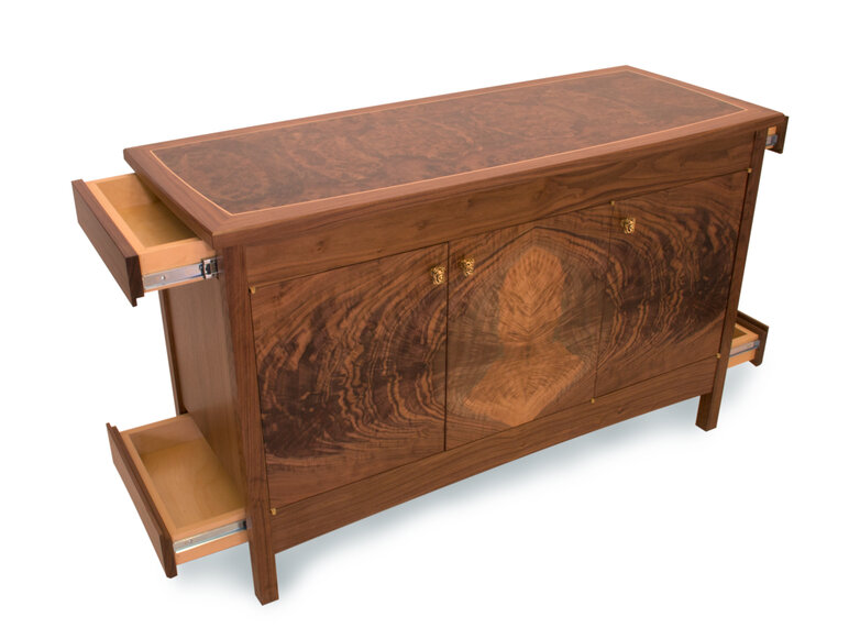 Sideboard with hidden compartments