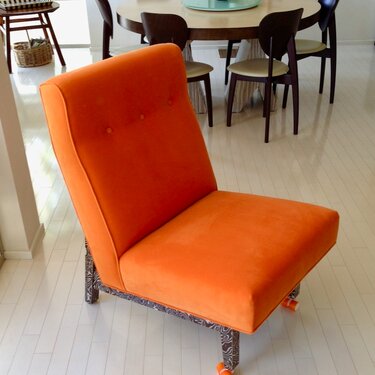 Go Cart Chair in Orange Velvet