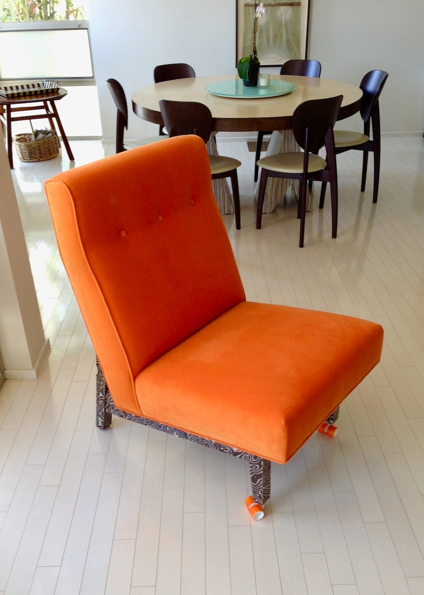 Go Cart Chair in Orange Velvet