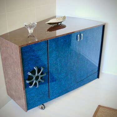 Audio Video Cabinet in Prussian Blue Veneer